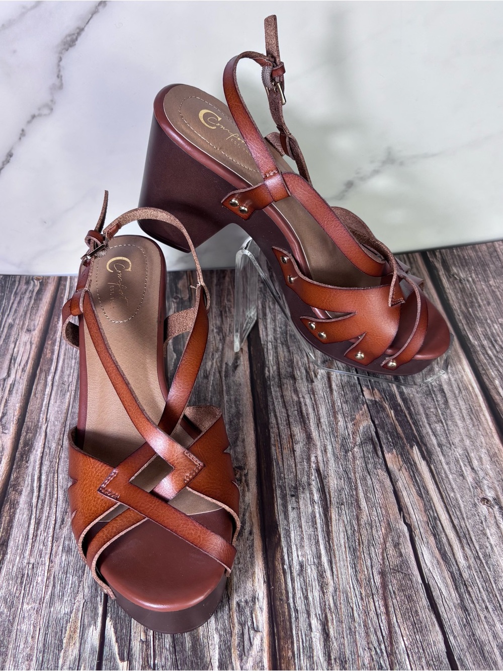 Coastal Cowgirl Boho Platform Wedges 🤎 Cognac Brown Festival Chic 8W 70’s Retro